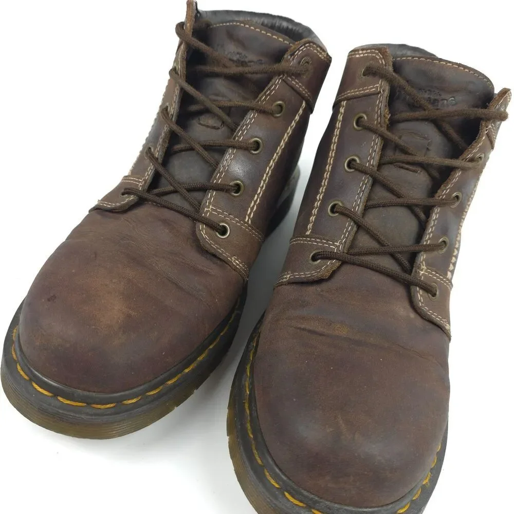 DR MARTENS Vintage 12119 Ankle Work Boot Brown Leather 90s Y2k Streetwear Grunge
